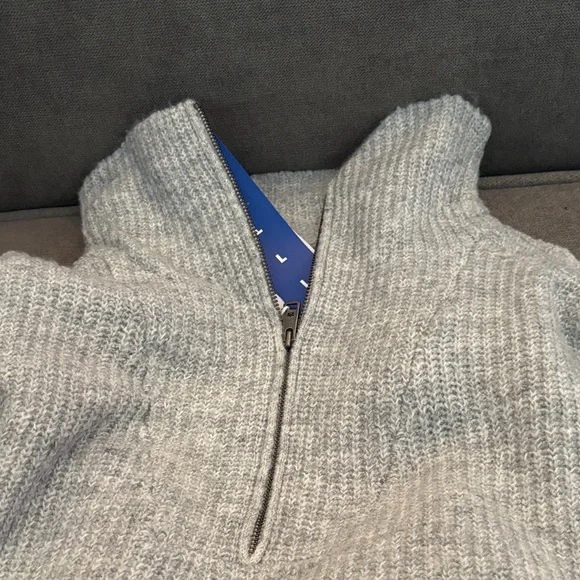 Women's Gray Quarter-Zip Sweater - Picture 6 of 6
